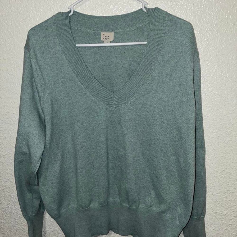 Light Green V-Neck Sweater